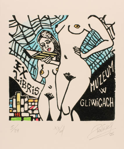 Exlibris by Marcela Pankok from Argentina for W. Gliwicach Muzeum - Book Woman Nude 