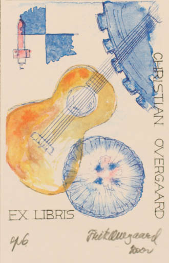 Exlibris by Fritz Overgaard from Denmark for Christian Overgaard - Music 