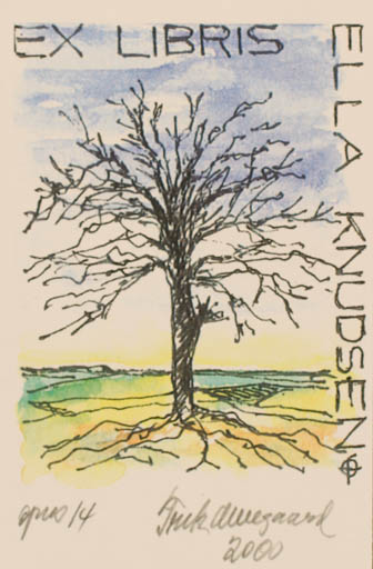 Exlibris by Fritz Overgaard from Denmark for Ella Knudsen - Scenery/Landscape 