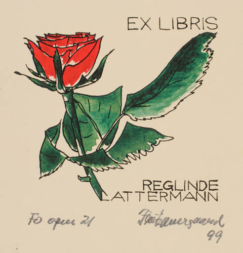 Exlibris by Fritz Overgaard from Denmark for Reglinde Lattermann - Flower 