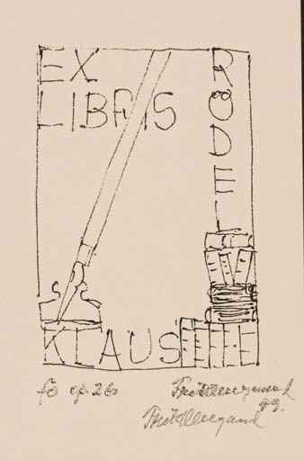 Exlibris by Fritz Overgaard from Denmark for Klaus Rödel - Book 