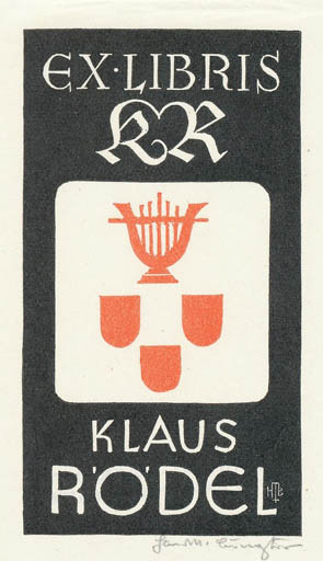 Exlibris by Hans Michael Bungter from Germany for Klaus Rödel - Literature Music 