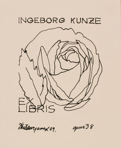 Exlibris by Fritz Overgaard from Denmark for Ingeborg Kunze - 