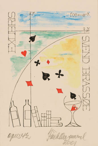 Exlibris by Fritz Overgaard from Denmark for Svend Brassøe - Sport/game Wine 