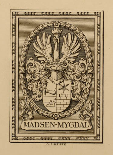 Exlibris by Johannes Britze from Denmark for Thomas Madsen-Mygdal - Heraldry Historical Person 