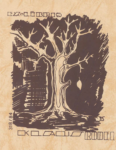 Exlibris by Valery Sitenko from Soviet Union for Klaus Rödel - Tree 