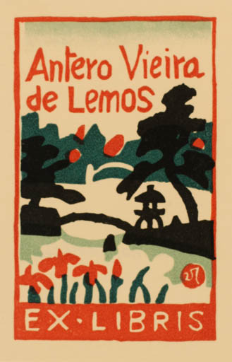 Exlibris by Hide Kawanishi from Japan for Antero Viera De Lemos - Scenery/Landscape 