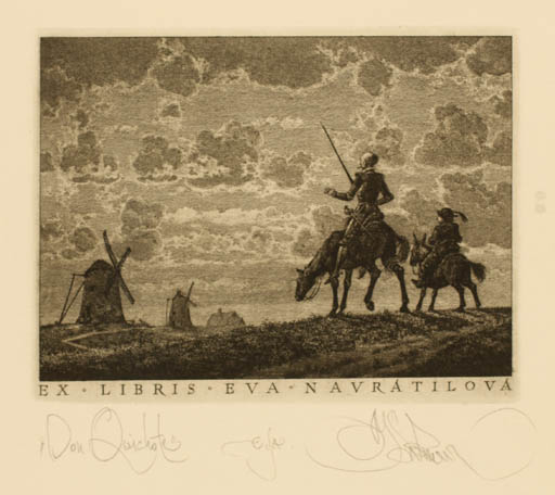 Exlibris by Konstantin Kalynovych from Russia for ? Navratilova - Don Quijote Mill 