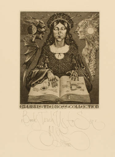 Exlibris by Konstantin Kalynovych from Russia for ? Ross - Book Woman Science 