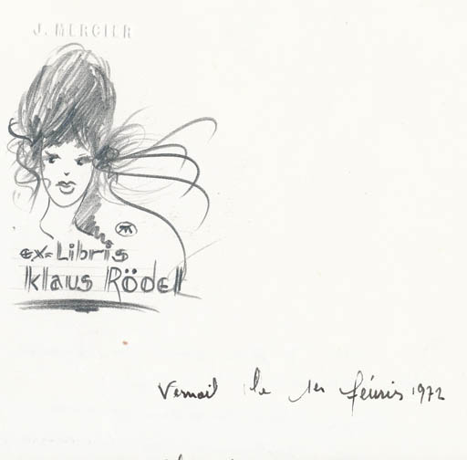 Exlibris by Jocelyn Mercier from France for Klaus Rödel - Portrait 