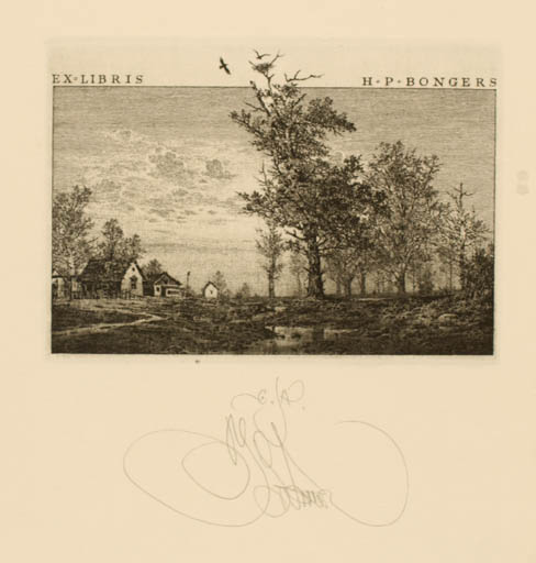 Exlibris by Konstantin Kalynovych from Russia for Huib Bongers - Scenery/Landscape Tree 