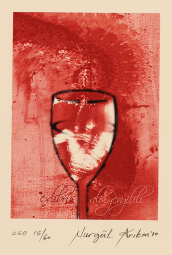 Exlibris by Nurgül Arikan from Turkey for Ali Gevgilili - Wine 