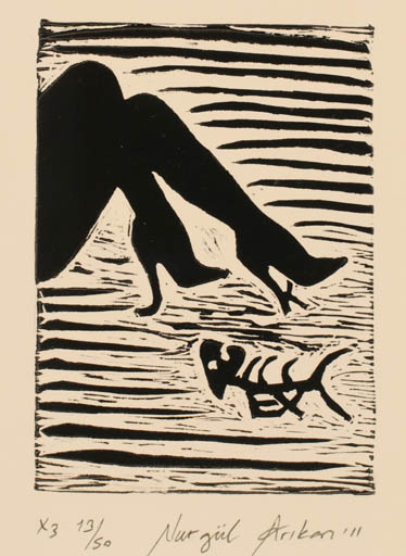 Exlibris by Nurgül Arikan from Turkey for James Keanen - Fish Woman 