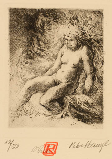 Exlibris by Petr Hampl from Czech Republic for ? ? - Woman Nude 