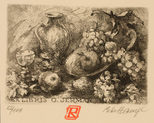 Exlibris by Petr Hampl from Czech Republic for O. Jermar - Fruit Wine 