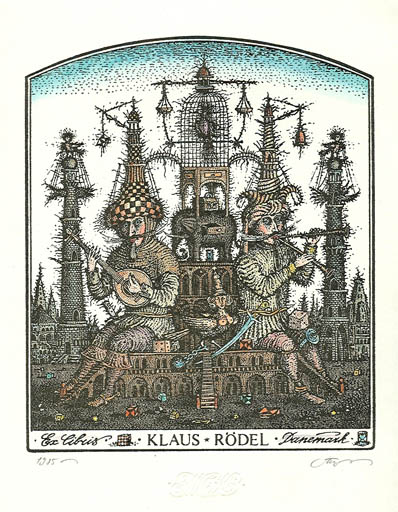 Exlibris by S.K. Tjukanow from Soviet Union for Klaus Rödel - Music Surrealism 