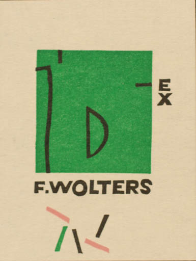 Exlibris by Cees Andriessen from Netherland for F. Wolters - Abstract 