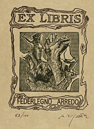 Exlibris by Antonietta Vigannone from Italy for Federlegno Arredo - Abstract 