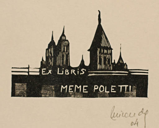 Exlibris by Marcela Miranda from Argentina for Memé Poletti - Architecture Church 