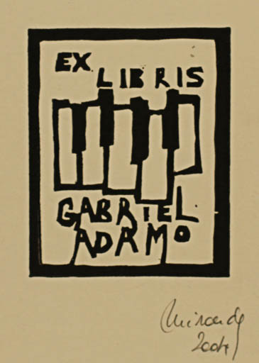 Exlibris by Marcela Miranda from Argentina for Gabriel Adamo - Music 