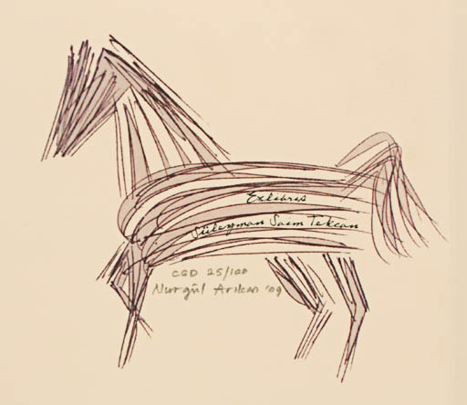 Exlibris by Nurgül Arikan from Turkey for Süleyman Saim Tekcan - Horse 