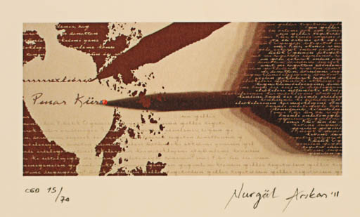 Exlibris by Nurgül Arikan from Turkey for Pinar Kür - Text/Writing 