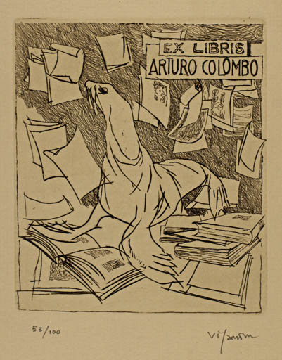 Exlibris by Antonietta Vigannone from Italy for Arturo Colombo - Book Fauna 