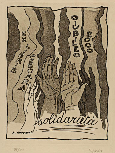 Exlibris by Antonietta Vigannone from Italy for Pescara Giubileo - Hand(s) 