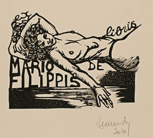 Exlibris by Marcela Miranda from Argentina for Mario de Filippis - Woman 