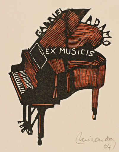 Exlibris by Marcela Miranda from Argentina for Gabriel Adamo - Music 