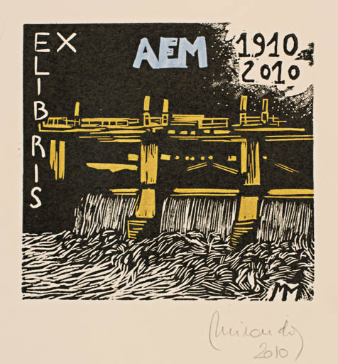 Exlibris by Marcela Miranda from Argentina for A. E. M. - Architecture Maritime 