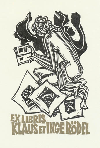 Exlibris by Bèla Stettner from Hungary for Klaus & Inge Rödel - Book Woman 