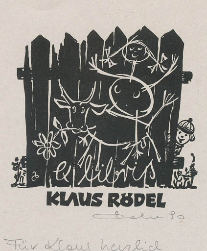 Exlibris by Zbigniew Dolatowski from Poland for Klaus Rödel - Europa and the Bull 