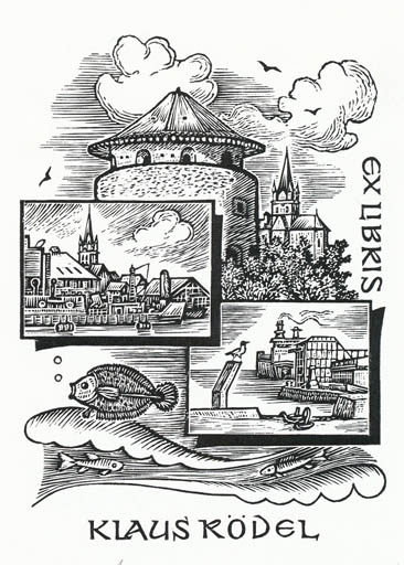 Exlibris by Helmut Seehausen from Germany for Klaus Rödel - City Maritime 