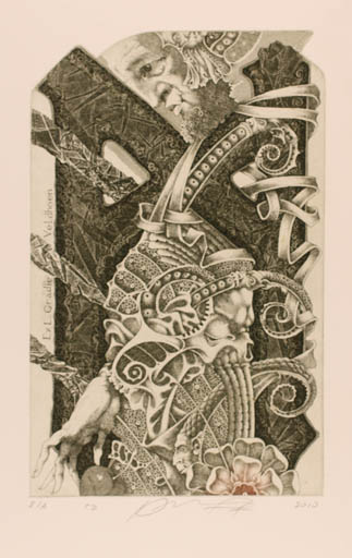 Exlibris by Jurij Jakovenko from Belorussia for Gradie Veldhoen - Hand(s) Portrait Surrealism 