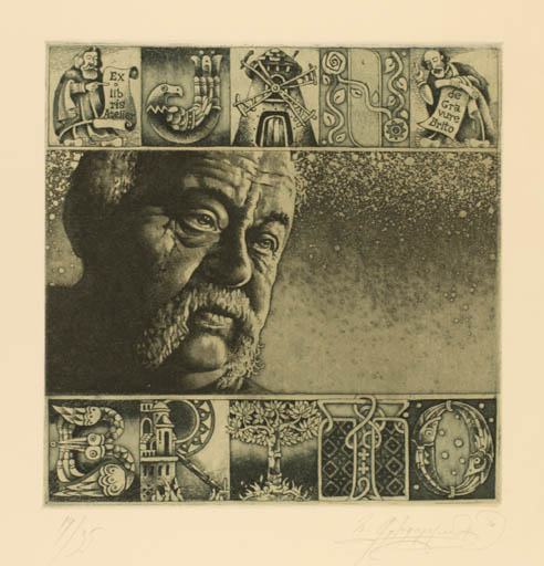 Exlibris by Hayk Grigoryan from Armenien for Jan Brito - Mill Portrait 