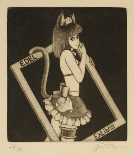 Exlibris by Yukio Maekawa from Japan for Edel Co. - Woman 