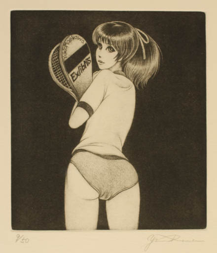 Exlibris by Yukio Maekawa from Japan for Yukio Maekawa - Woman Sport/game 