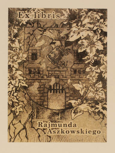 Exlibris by Marta Wartalska from Poland for Rajmund Aszkowski - Castle/Palace Flora Heraldry 