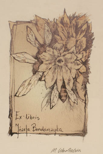 Exlibris by Marta Wartalska from Poland for Jozefa Bondarczyka - Flower 