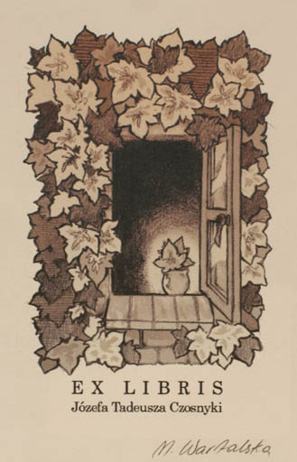 Exlibris by Marta Wartalska from Poland for Josef Tadeusz Czosnyka - Flower 