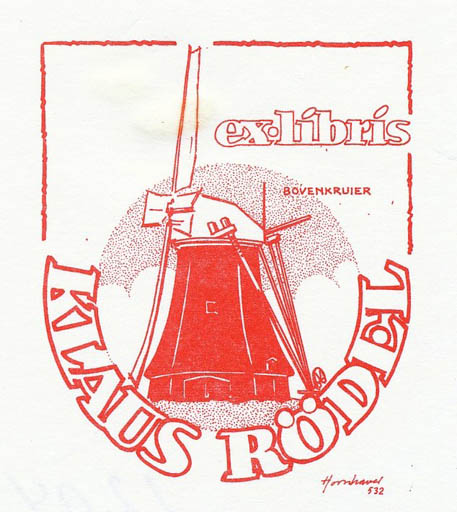 Exlibris by Hans Chr. Hornhaver from Denmark for Klaus Rödel - Mill 