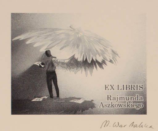 Exlibris by Marta Wartalska from Poland for Rajmund Aszkowski - Bird Man 