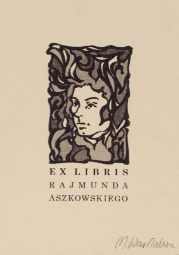 Exlibris by Marta Wartalska from Poland for Rajmund Aszkowski - Historical Person Portrait 