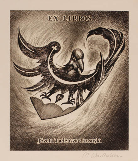 Exlibris by Marta Wartalska from Poland for Josef Tadeusz Czosnyka - Bird 