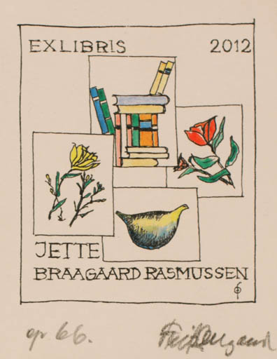 Exlibris by Fritz Overgaard from Denmark for Jette Braagaard Rasmussen - Flower Book 