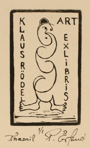 Exlibris by Paul Erland Jensen from Denmark for Klaus Rödel - Man 