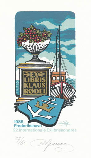 Exlibris by Willy Braspennincx from Belgium for Klaus Rödel - Maritime 