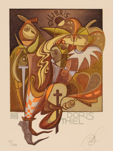 Exlibris by Ruslan Agirba from Russia for Doris Thiel - Abstract 