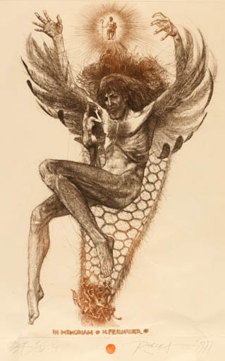 Exlibris by Robert Evgeny Baramov from Bulgaria for Henryk Felihauer - Mythology 